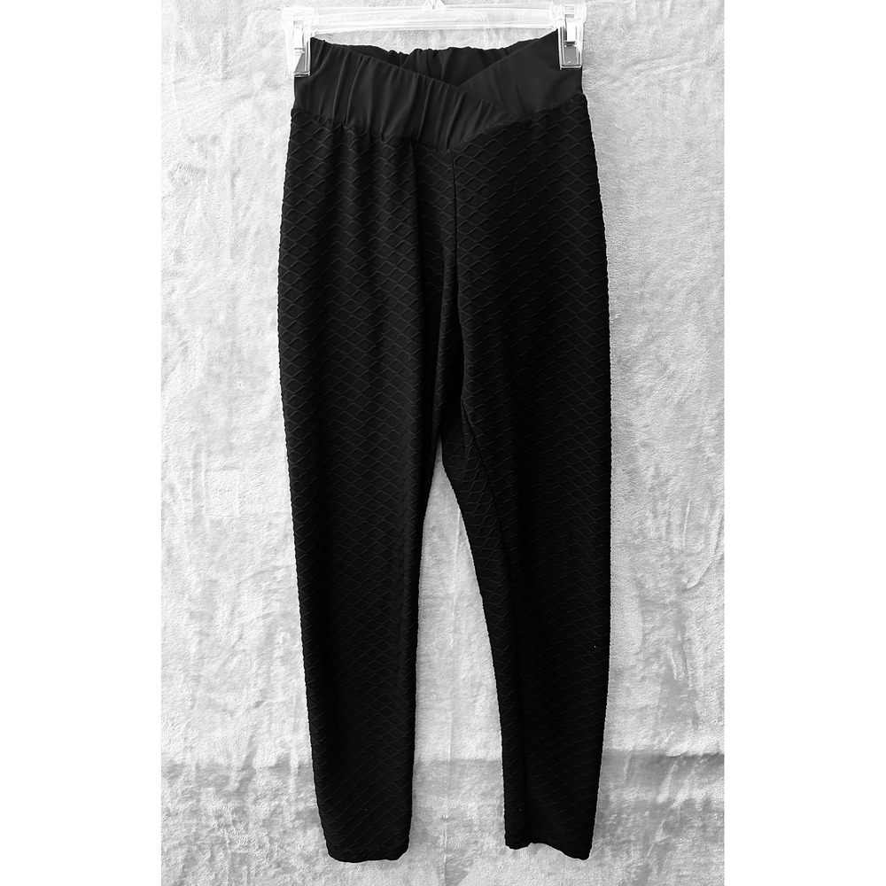 Shein Leggings Womens Medium Black High Waisted Scrunch Butt Textured Yoga Pants